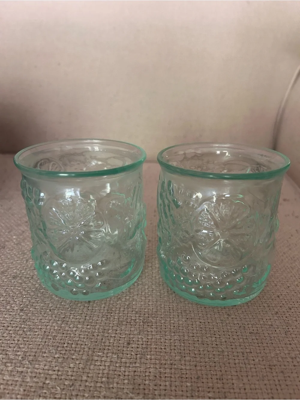Amici Italian Green Frutta 12oz Glasses Set of 2 Kitchen Summer Drinking Cups